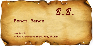 Bencz Bence névjegykártya